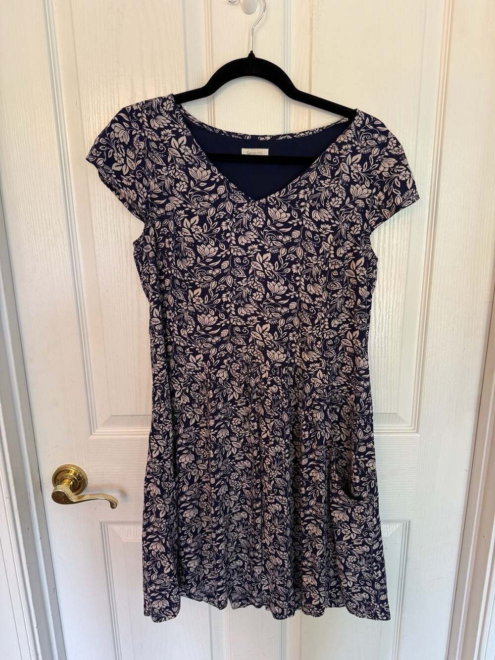 Garnet Hill Floral Cap Sleeve V-Neck Fit & Flare Dress Size 4